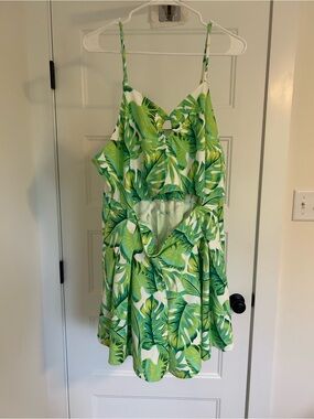 Green Tropical Leaf Cutout Romper